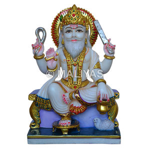 Moorti de Mármol Vishwakarma Ji |   Ídolo de Mármol Premium de Vishwakarma Bhagwan para Templo – Maliyas - Product Image 1