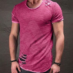 Camiseta Casual para Hombre, 100% Algodón, Lisa, con Efecto Desgastado, Logotipo Personalizado, Estilo Urbano, Transpirable, Ecológica, Manga Corta, Venta al Por Mayor - Product Image 2