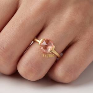 Anillo de compromiso solitario de oro macizo con diamante talla rosa, elegante para fiesta de bodas, propuesta de matrimonio, joyería fina para mujer, regalo. - Product Image 3