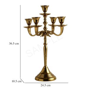 Candelabro de Aluminio Dorado de Cinco Brazos, Hecho a Mano, Resistente al Calor, Ecológico, para Decoración del Hogar, Bodas y Cumpleaños - Product Image 2