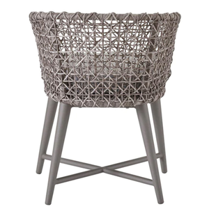 Chaise de salle à manger en rotin tressé gris avec structure en bois de teck pour la décoration de la maison et du jardin - Product Image 4