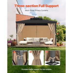 Tende e mantovane per gazebo da esterno 12FT X 10FT X 7.3FT, parete laterale a 4 pannelli con cerniere per la privacy, per gazebo 10x12x7.3ft - Product Image 6