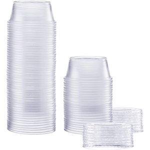 3,25 once 50 Coppette Monouso Trasparenti in Plastica con Coperchi per Shot di Gelatina, Contenitori Portatili per Porzioni, Confezione da 50 - Product Image 1