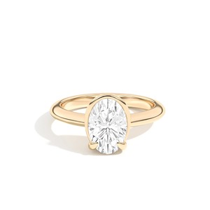Bague de fiançailles, de mariage et d'anniversaire en or massif 14 carats avec diamant taille émeraude ovale inclinée Ando, certifiée IGI, cadeau de luxe - Product Image 6