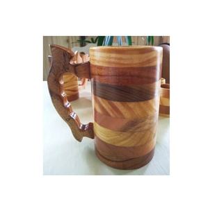 Taza de café moderna hecha a mano de madera con asa, taza de madera maciza para beber té o cerveza, accesorios de bar para el hogar. - Product Image 3