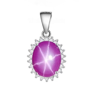 <b>Ruby</b> Star Pendant <b>Necklace</b> 925 Sterling Silver Natural <b>Ruby</b> VVS Clarity 10x8mm Oval Cabochon Trendy Women's Jewelry - Product Image 1