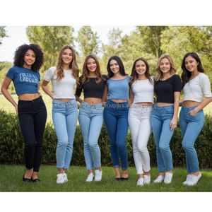 Stylish Girls Denim Long Pant, Casual Slim Fit, <b>Soft</b> Stretch Fabric, Trendy Design, Comfortable Wear, Durable Stitching, Perfect - Product Image 1