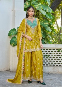 ชุดสูทพลัสโซ่เย็บสำเร็จรูปไซส์ฟรี ยี่ห้อชิโนน ประดับด้วยงานปักดิ้นดีกา สำหรับชุดอินเดีย ปากีสถาน สไตล์งานปาร์ตี้สำหรับผู้หญิง แห้งเร็ว ใส่ได้ทุกฤดู - Product Image 5