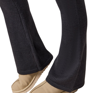 Ensemble haut en tricot côtelé gris anthracite et pantalon évasé pour femme, tenue décontractée confortable et extensible - Product Image 3