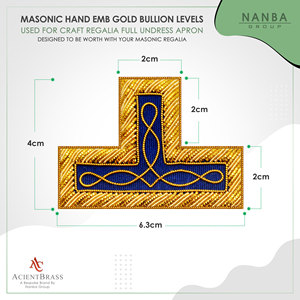 Écusson brodé en forme de T pour insignes de grade, badge maçonnique à coudre en tissu, doré et bleu, pour épaule, OEM ODM - Product Image 4