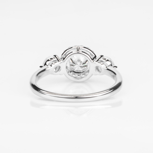 Brilliant 18K Gold Round Cut Diamond Three Stone Halo Engagement <b>Ring</b> Fine Bridal Jewelry Luxury Gift for Her Anniversary - Product Image 3