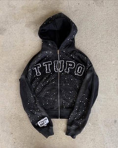 Custom Oversized <b>Zip</b> Up Hoodie Vintage Washed Graphic Streetwear Hoodie Cotton Fleece Full <b>Zip</b> <b>Hooded</b> Sweatshirt for Men Women - Product Image 4