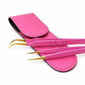 Pince à épiler professionnelle en acier inoxydable testée à la main, rose doré, avec logo personnalisé, légère, pour extensions de cils - Product Image 3