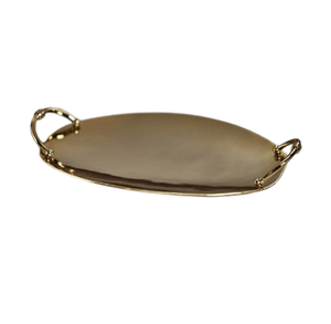 Home <b>Kitchen</b> Gold Handmade Metal Serving Food <b>Tray</b> for Weddings Hotels Restaurants Dining Table Serving <b>Tray</b> - Product Image 2