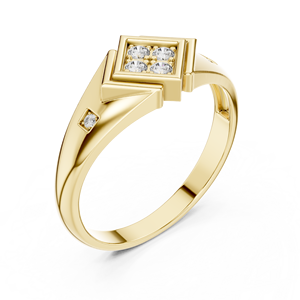 Bague en or jaune avec diamant de laboratoire, alliance solitaire géométrique, bijoux de luxe pour femme, cadeau de fiançailles ou d'anniversaire - Product Image 4