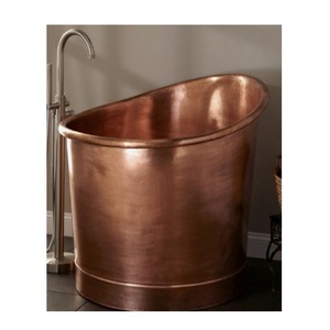 Elegant Round Copper Freestanding Bathtub Luxury High-Back Soaking Tub Antique Polished Finish Eco-Friendly. - Product Image 3