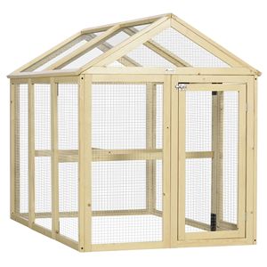 Recinto per Polli in Legno Componibile 4.6FT X 2.8FT, Gabbia per Animali in Legno Naturale con Posatoi - Product Image 1