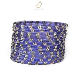 Bracelets en verre violet vibrant de style cachemire, ornés de cristaux de zircon, pour femmes, bijoux de mode indienne pour mariage, vente en gros - Product Image 5