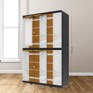 Large <b>Plastic</b> Wardrobe Cabinet Knockdown Portable Clothes Storage Cabinet <b>Mirror</b> High Capacity Bedroom Organizer Modern Design - Product Image 6