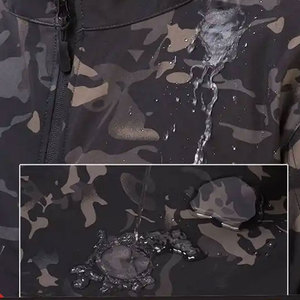 Veste coupe-vent camouflage à capuche pour homme, fermeture éclair, coupe classique, en polyester, style vêtements de travail, pour l'automne - Product Image 6