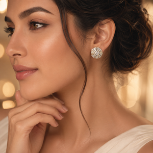 Pendientes de Diamantes Naturales de Nueva Tendencia |   Pendientes Redondos de Oro Sólido de 14K, Diseño Clásico, Joyería Fina de Lujo, Elegantes para Uso Diario - Product Image 1