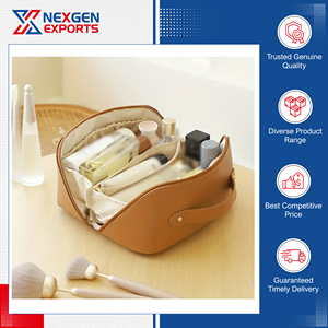 Premium Quality Handmade PU Leather Zipper <b>Large</b> Capacity Eco-Friendly Waterproof Makeup Cosmetic <b>Bag</b> India's Top Manufacturer - Product Image 3