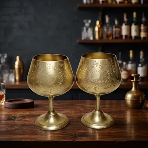 Copas de Brandy y Coñac de Latón Macizo Vintage, Artículos de Bar de Lujo - Product Image 4