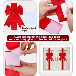 18 Pezzi di Grandi Nastri Natalizi 8x40 Pollici per Porte e Armadi, 18 Pezzi di Fiocchi per Albero di Natale, Nastri Natalizi per Mobili e Decorazioni - Product Image 3