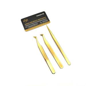 Pince à épiler pour extensions de cils en acier inoxydable plaqué or, isolation, logo personnalisé, service OEM, pince à épiler pour extensions de cils - Product Image 2