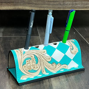 Organisateur de bureau en cuir à motifs, style western, support à stylos pour fournitures de bureau, accessoire de bureau pour stylos et crayons, vente chaude - Product Image 3