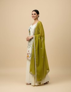 ชุด dupatta อินเทรนด์สำหรับเสื้อครีปหนาพิเศษสำหรับผู้หญิงและเด็กผู้หญิงใส่ทำงานปักลาย - Product Image 3