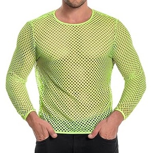 Hot Selling Long Sleeves Green Color O Neck Round Sheer See Through Distress <b>Fishnet</b> Sexy T shirt Breathable Wholesale LOW MOQ - Product Image 1