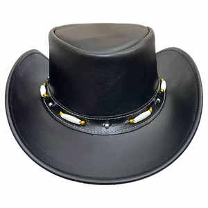 Sombrero de Vaquero de Cuero Genuino, Estilo Vaquero Occidental, Protección Solar para Actividades al Aire Libre, Duradero, Ajustable, Hecho a Mano, para Festivales - Product Image 4