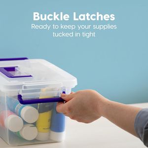 Bacs de rangement en plastique avec couvercles, lot de 6, 5 Qt. Petit sac de rangement pour fournitures artistiques et de bureau - Product Image 2