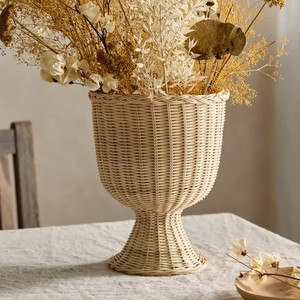 แจกันหวายทรงแตรสีทองตกแต่ง แจกันดอกไม้สานธรรมชาติสำหรับตกแต่งบ้าน - Product Image 4
