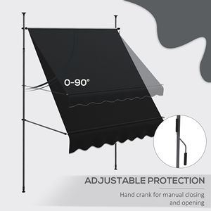 Tenda da Sole Retrattile Manuale Nera Elegante 65 x 4 m, Autoportante, Protezione UV 5m per Finestre, Porte e Terrazze, Facile Installazione Senza Viti - Product Image 5