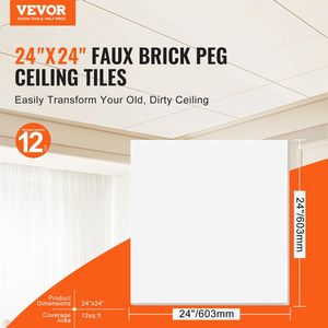 Confezione da 12 Piastrelle per Controsoffitto in PVC Espanso Premium 24x24, Facile Installazione, Ignifughe, Buona Flessibilità, Compatibili con Riscaldatori Elettrici - Product Image 2