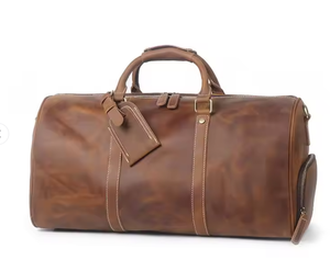 Bolsa de Viaje de Cuero Genuino a la Moda con Compartimento para Zapatos, Bolsa de Fin de Semana para Negocios de Gran Capacidad - Product Image 2