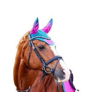 Voile anti-mouches pour chevaux en polyester, design personnalisé, vente en gros, prix usine, bonnet silencieux pour les oreilles, équipement équin - Product Image 1
