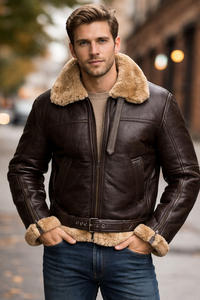 Vestes en cuir pour hommes de fabrication professionnelle - Imperméables, respirantes, éco-responsables, avec devant en toile, col montant, multi-usages pour l'hiver - Product Image 5