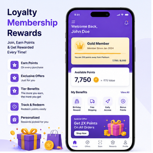 Aplicación Móvil de Programas de Fidelización Inteligentes, Beneficios de Membresía, Cupones de Regalo, Retención de Clientes, Ofertas Personalizadas, Android iOS - Product Image 1