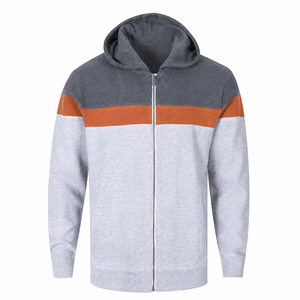 Sweat-shirt à capuche zippé color block personnalisé pour homme, en molleton décontracté, vente en gros - Product Image 1