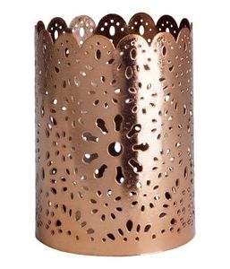 <b>Copper</b> Cylinder Candle Holder With Intricate Cutouts For Home Decoration - Product Image 6
