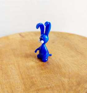 Blue Glass Bunny Figurine Minimalist Design Modern Desk Decor <b>Easter</b> <b>Ornament</b> Lightweight From Rajasthan - Product Image 6