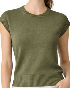 Suéter de Punto sin Mangas Color Verde Oliva Personalizado para Mujer, Cuello Redondo, Ligero, Informal, Chaleco de Verano, Suave, Cómodo y Moderno - Product Image 3