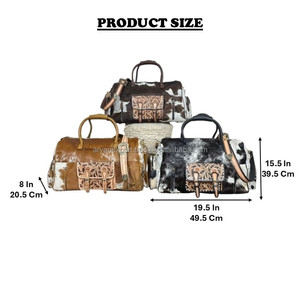 New Large Capacity Durable Hand Tooled <b>Leather</b> Overnight Travel Duffel <b>Bag</b> for <b>Men</b> & Women High Quality Cowhide Weekender Duffel - Product Image 2