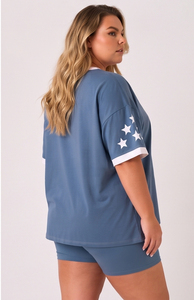 Women's Plus Size Gym Wear T Shirts V Neck Short Sleeve T-Shirt Women's Cotton Polyester Loose Fit Tee Sportswear Printed T-Top - Product Image 4