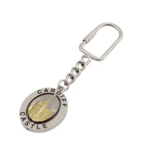 מחזיק מפתחות למזכרת מתכת מסתובב בהתאמה אישית של קרדיף טירת ויילס בבריטניה