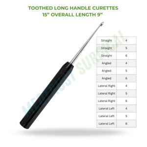 Toothed Long Handle Curettes 15 Inch Neurosurgical Instrument Spine Surgery Bone Scraping Curette Tool - Product Image 2