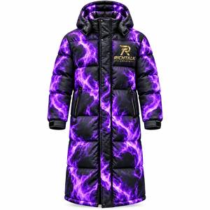 <b>Men's</b> <b>Long</b> Hooded <b>Puffer</b> Jacket Flame Print Windproof Thick Winter Sporty Zipper Closure Polyester Wadding - Product Image 6